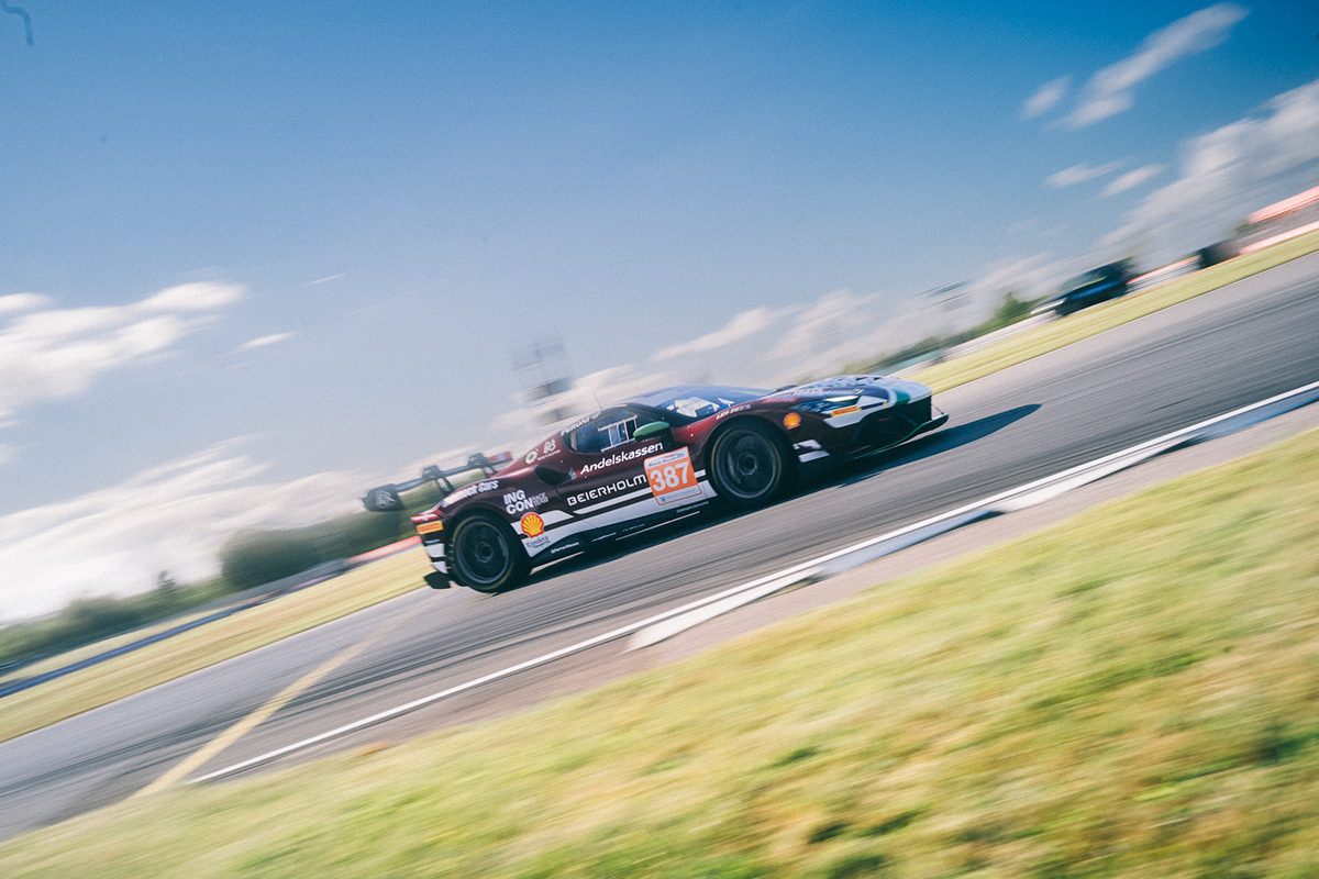Race car on track shot with motion blur